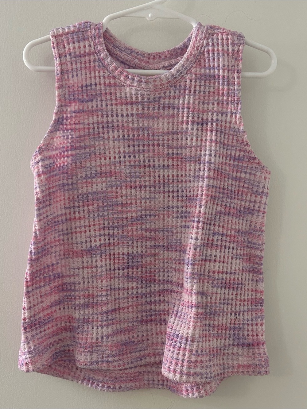 Girls Pink & Purple Tie-Dye Waffle Knit Tank Top